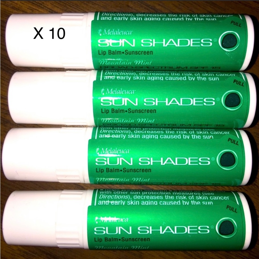10 x Mountain Mint Melaleuca Lip Balm SPF 15 Sun Shades